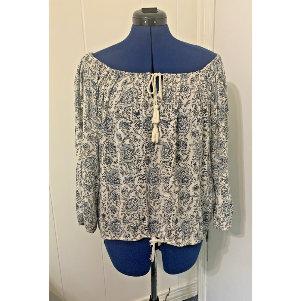 Ralph Lauren Denim & Supply Womens Boho Top M Floral Peasant Puff Sleeve